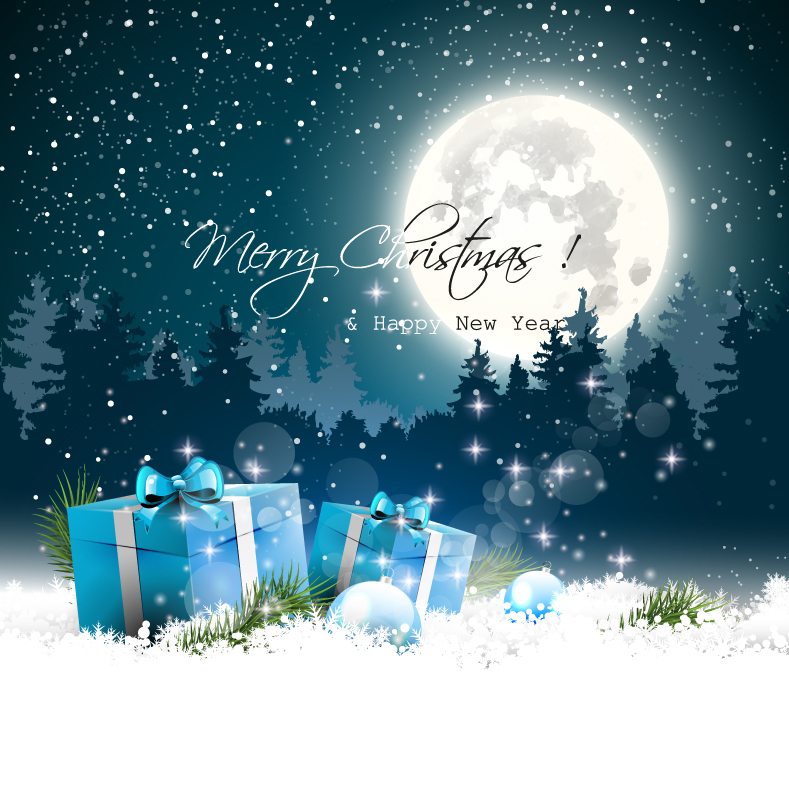 Schöne schneebedeckte Weihnachtsgeschenk Vektor Material