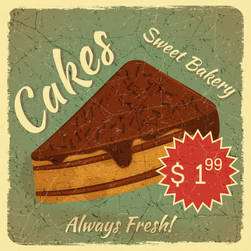 Weinlese-Kuchen Plakate Vektor Material
