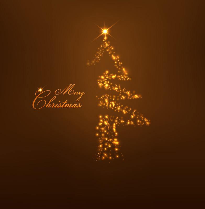Goldene Weihnachtsbaum Lichteffekt Vektor-Material
