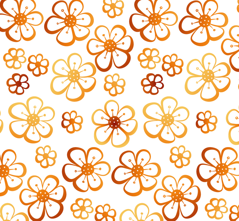 Sechs orange Blume nahtlose Hintergrund Vektor-Material