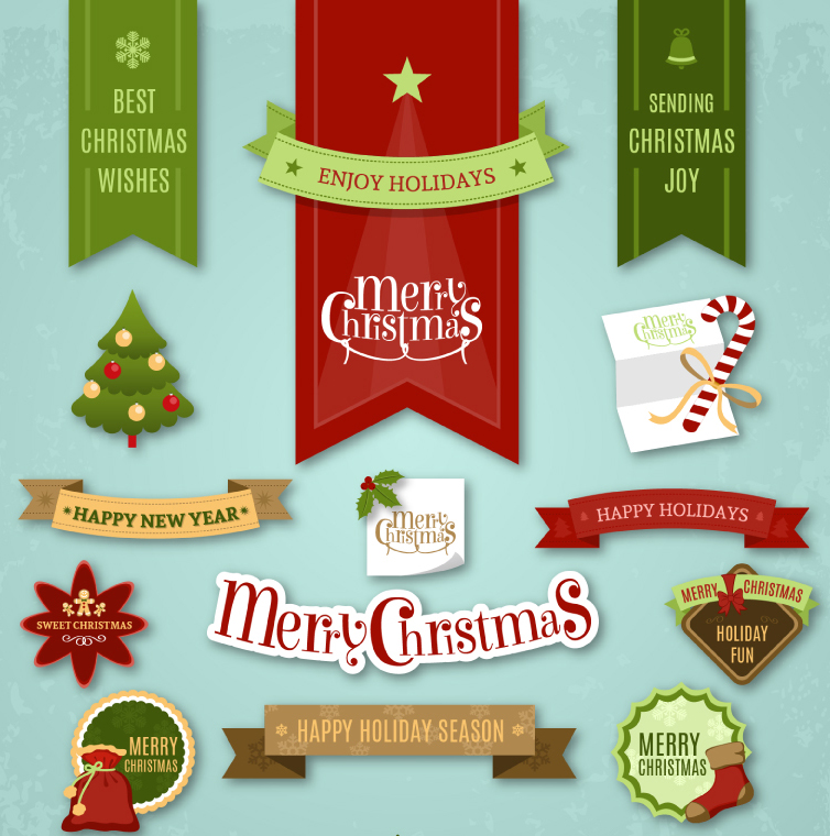 14 Modelle exquisite Weihnachten Label-Design Vektor-Material