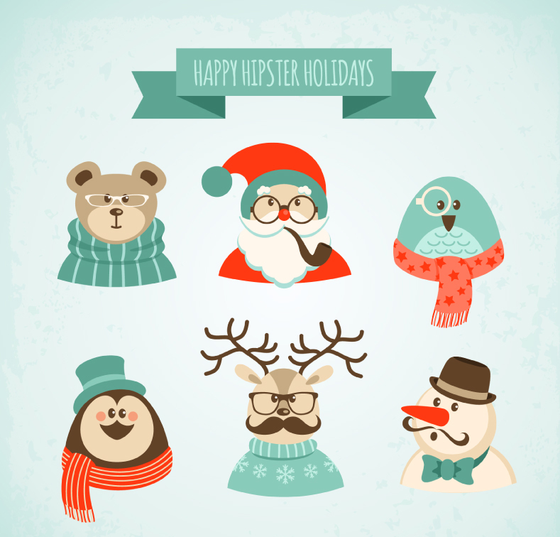 6 Weihnachten Cartoon-Figuren Vektor Material