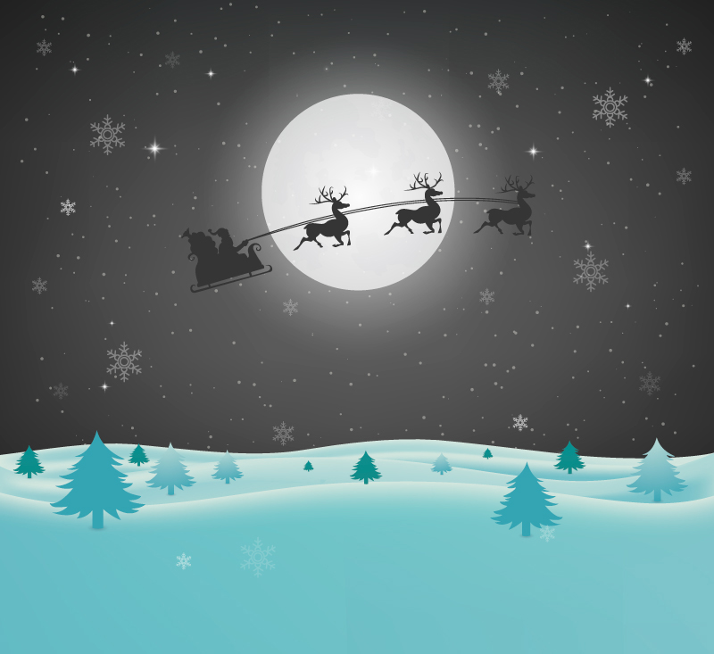 Snowy Heiligabend Schlitten Cartoon-Vektor-Material