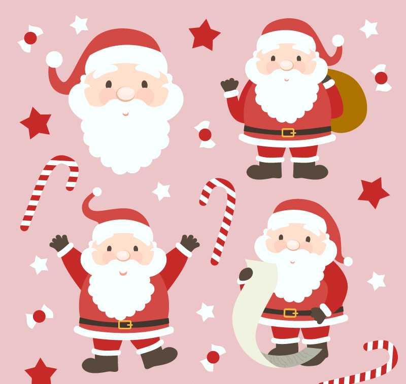 4 Weihnachtsmann Cartoon-Design Vektor-Material
