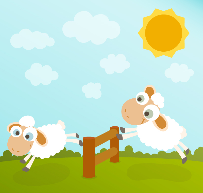 Cartoon Schafe springend Vektor-Material
