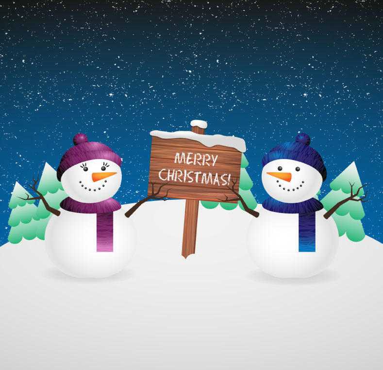 Weihnachten Schneemann mit Holzschild Vektor-Material