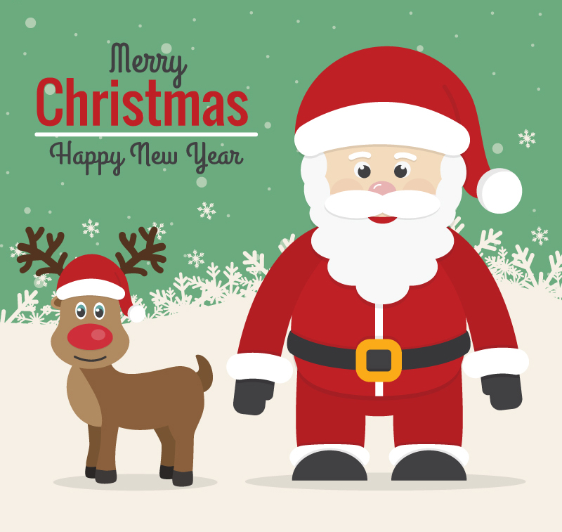 Weihnachtsmann mit Rentier Rudolph Vektor-Material