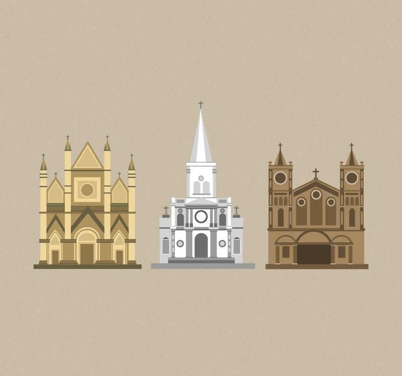 3 Cartoon-Kirche-Design Vektor-Material