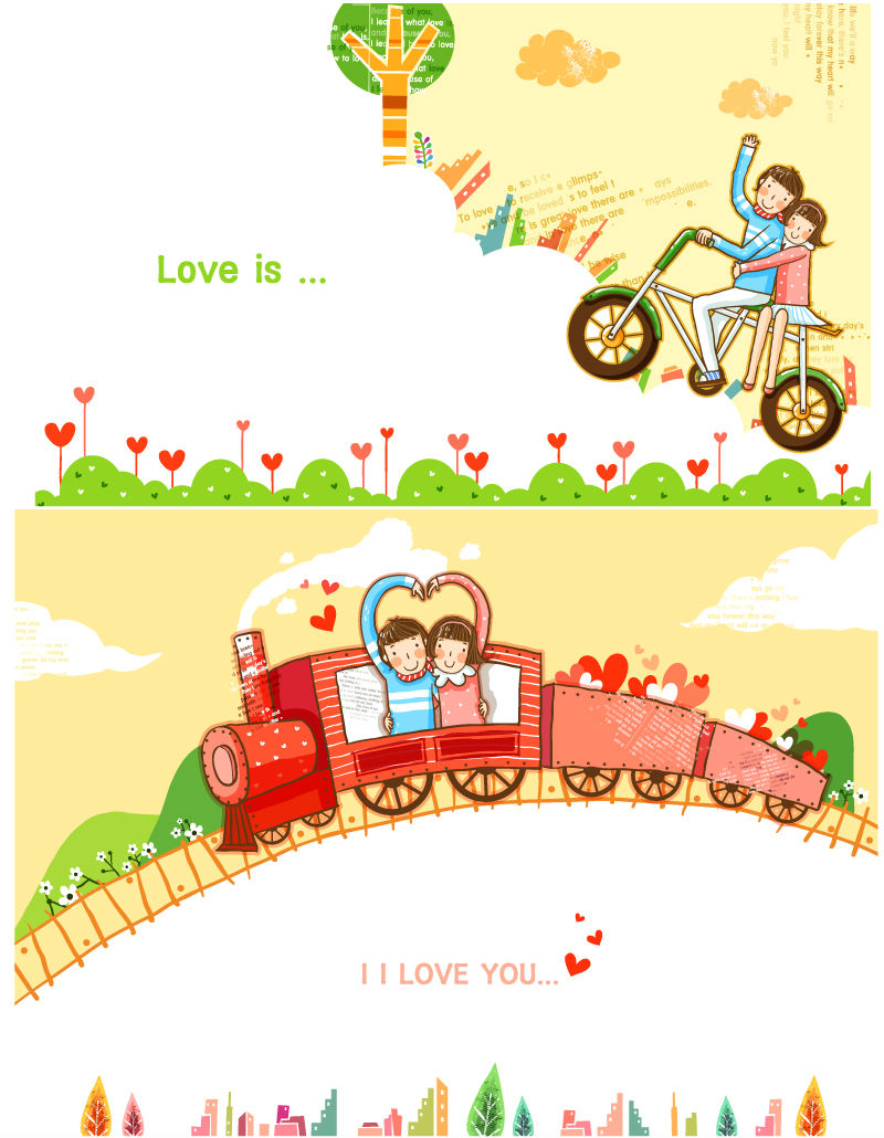 Cartoon Paar Illustrator Vektor Material
