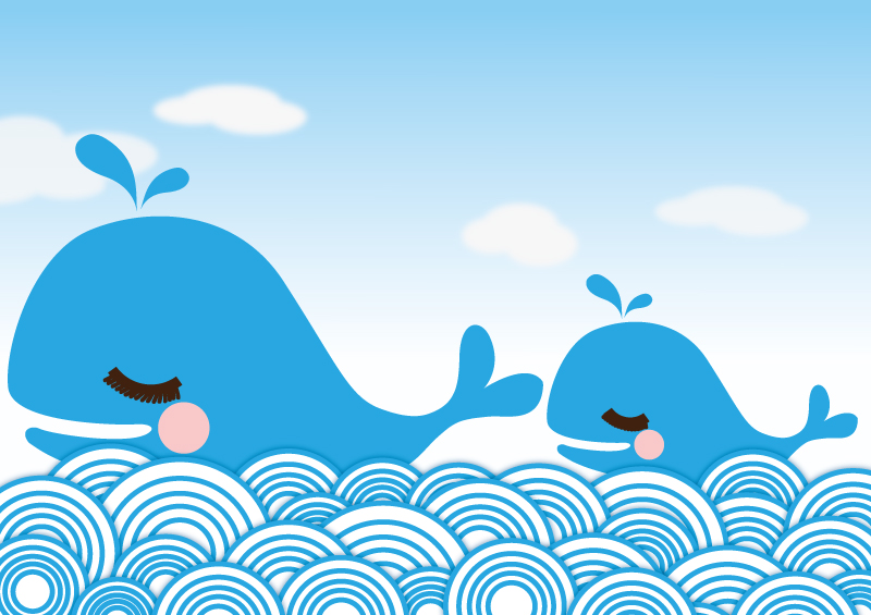 Zwei blaue Cartoon-Wal Vektor-Material