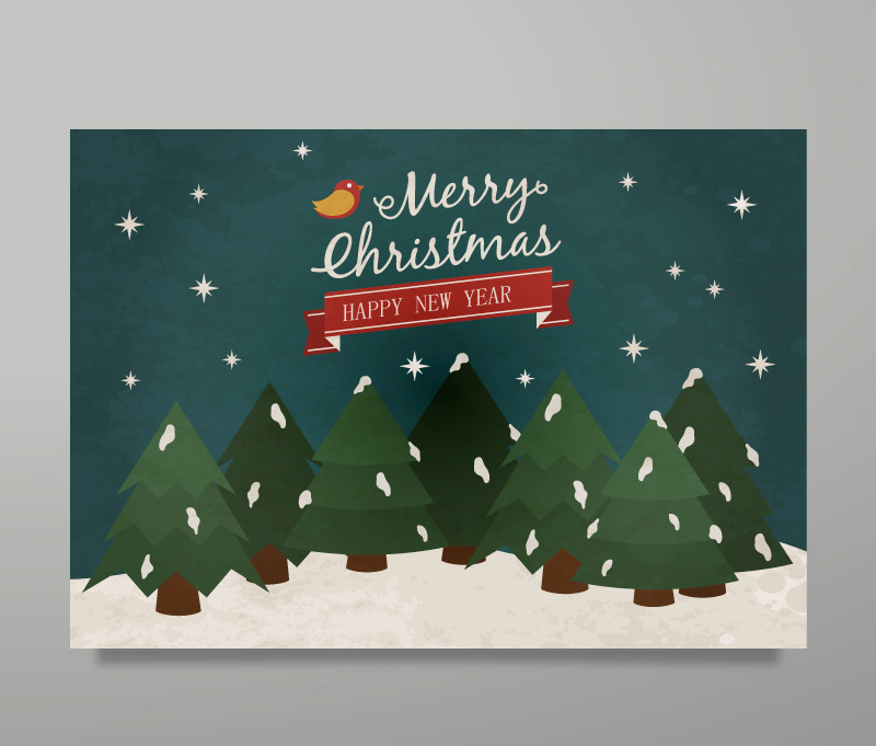 Verspielt Retro-Weihnachtskarte Vektor-Material