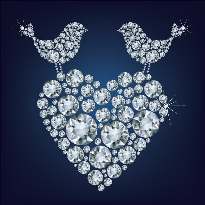 Diamant Vogel und Liebe Design Vektor-Material
