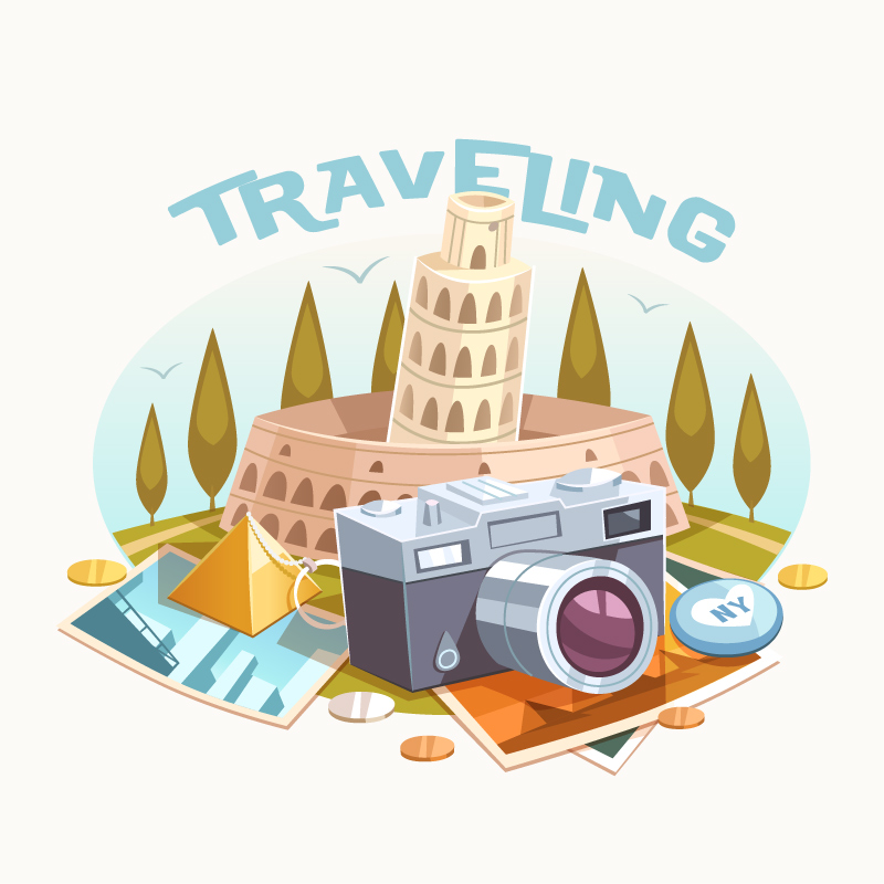 Weinlese-Reise-Kamera Illustrator Vektor Material