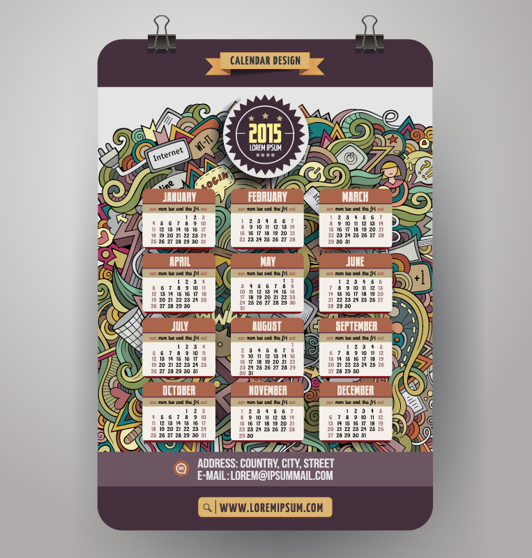 Fashion 2015 einzelne Seite Kalender Vektor-Material