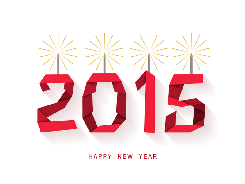 2015 Origami Kerzen WordArt Vektor-Material
