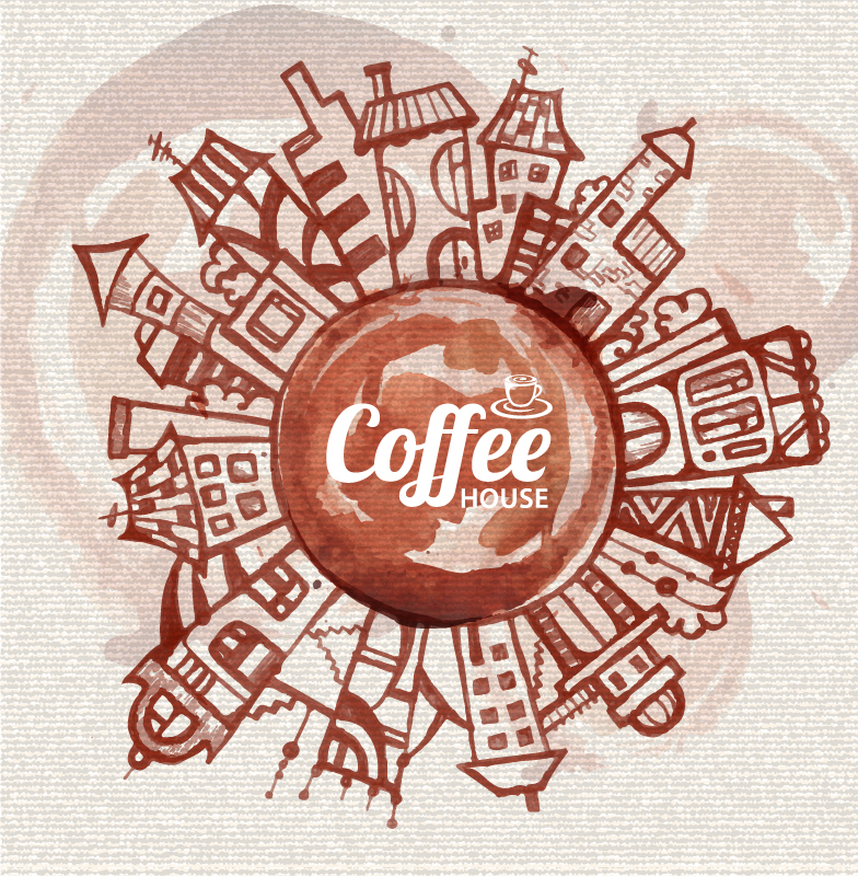 Kaffeeflecke gemalt städtischen Hintergrund Vektor-Material