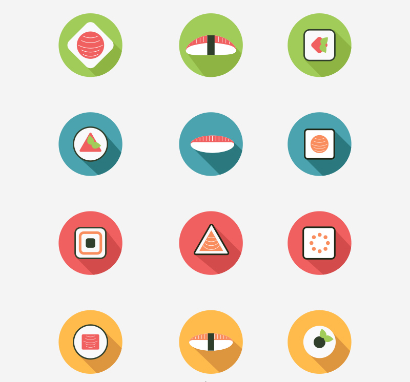 12 runde sushi Symbol Vektor-Material