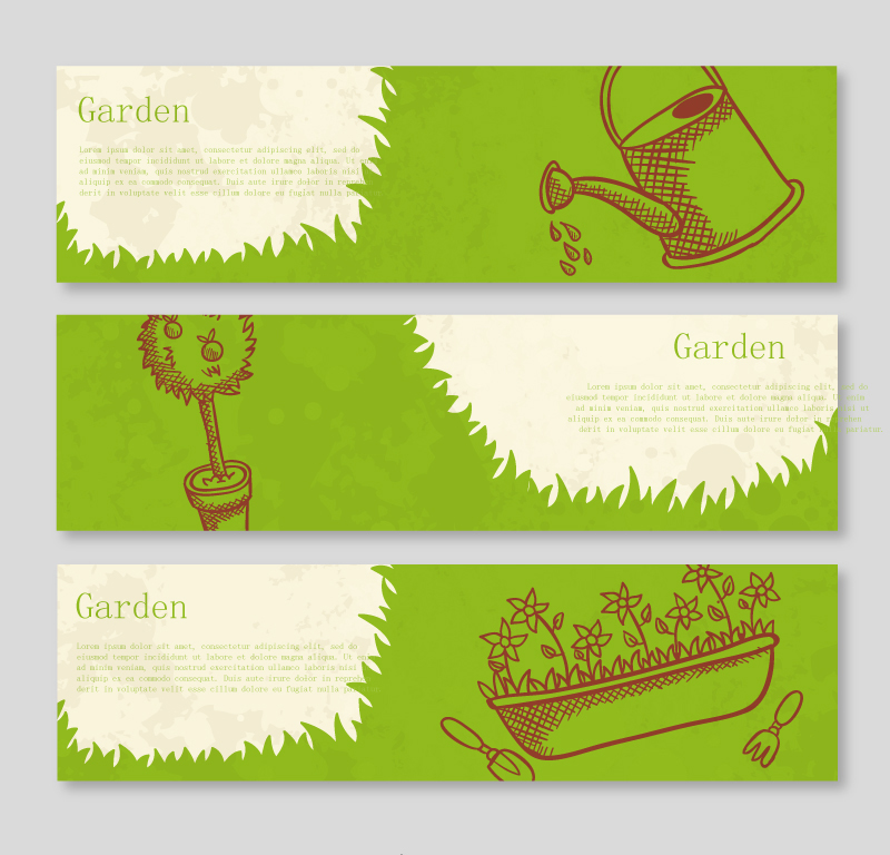 Green Garden Banner Vektor Material

