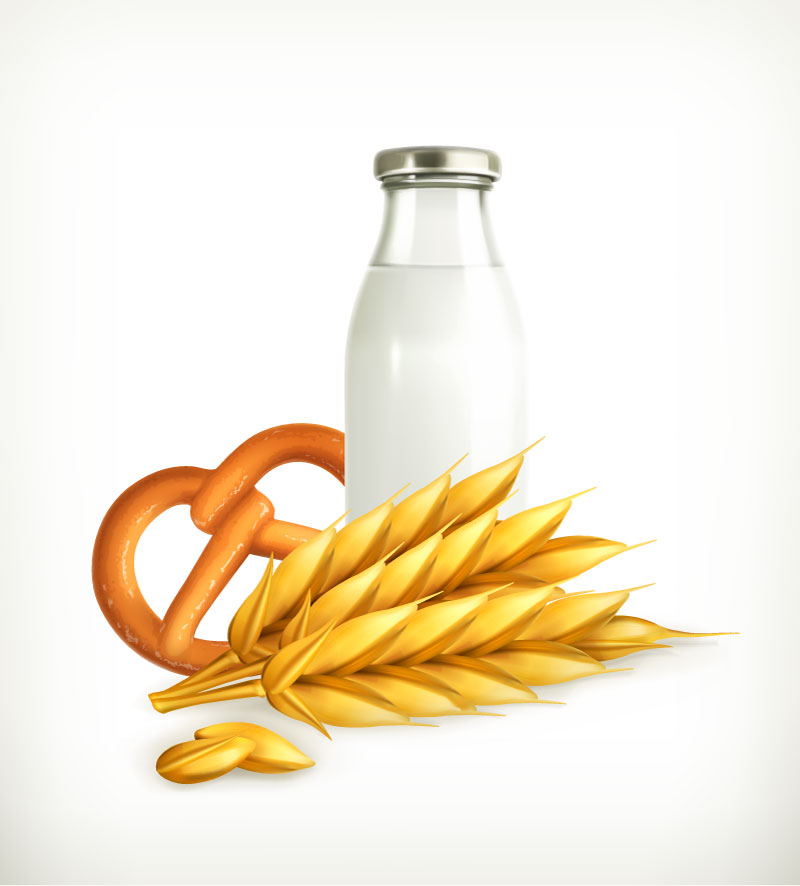Gesundes Fr¨¹hst¨¹ck M¨¹sli Milch Vektor-Material