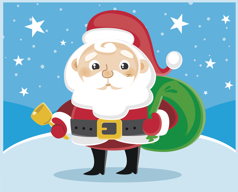 Weihnachtsmann sch¨štteln Glocken Vektor-Material