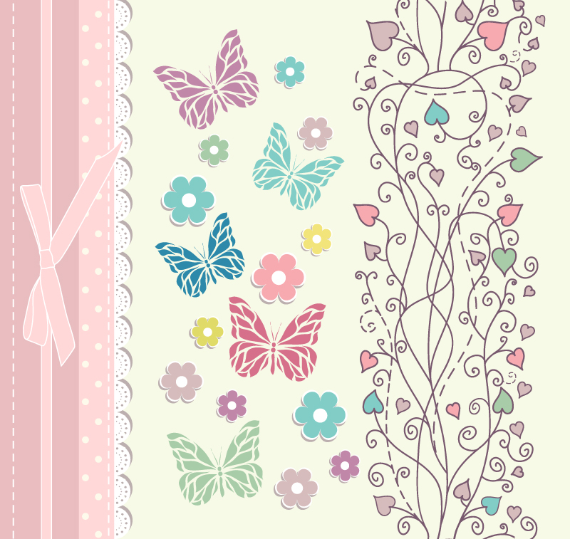 Spitzen und Blumen frisch Einladungskarte Vektor-Material