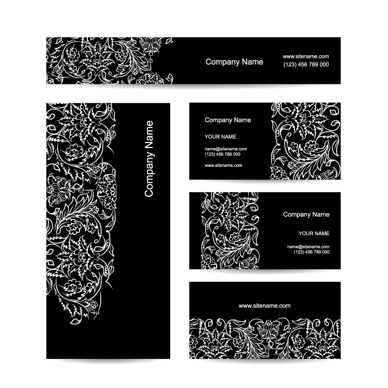 5 schwarze Muster-Karten Vektor Material