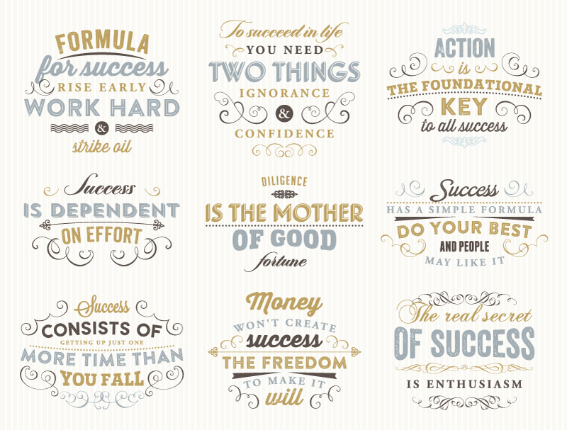9 Retro Epigramm WordArt Vektor-Material