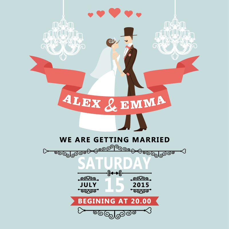 Romantische Hochzeit Plakatgestaltung Vektor Material