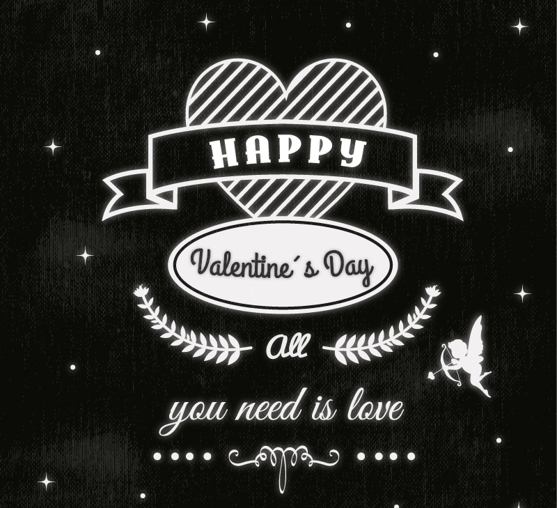 Kreative Valentinstag Grußkarten Vektor Material Schwarz