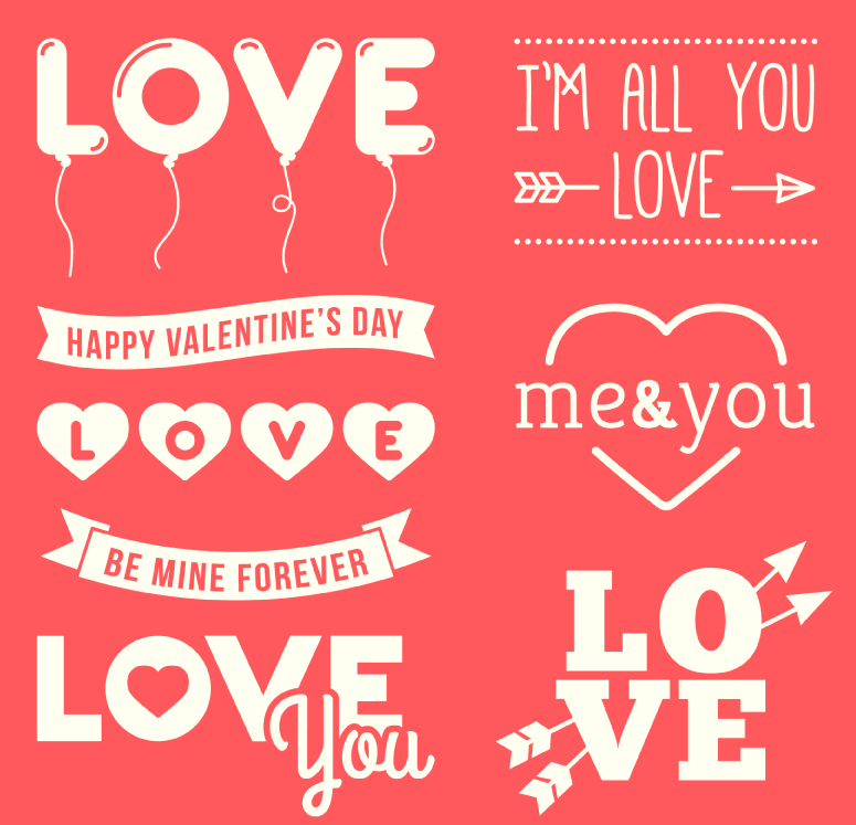 8 White Day WordArt Vektor-Material