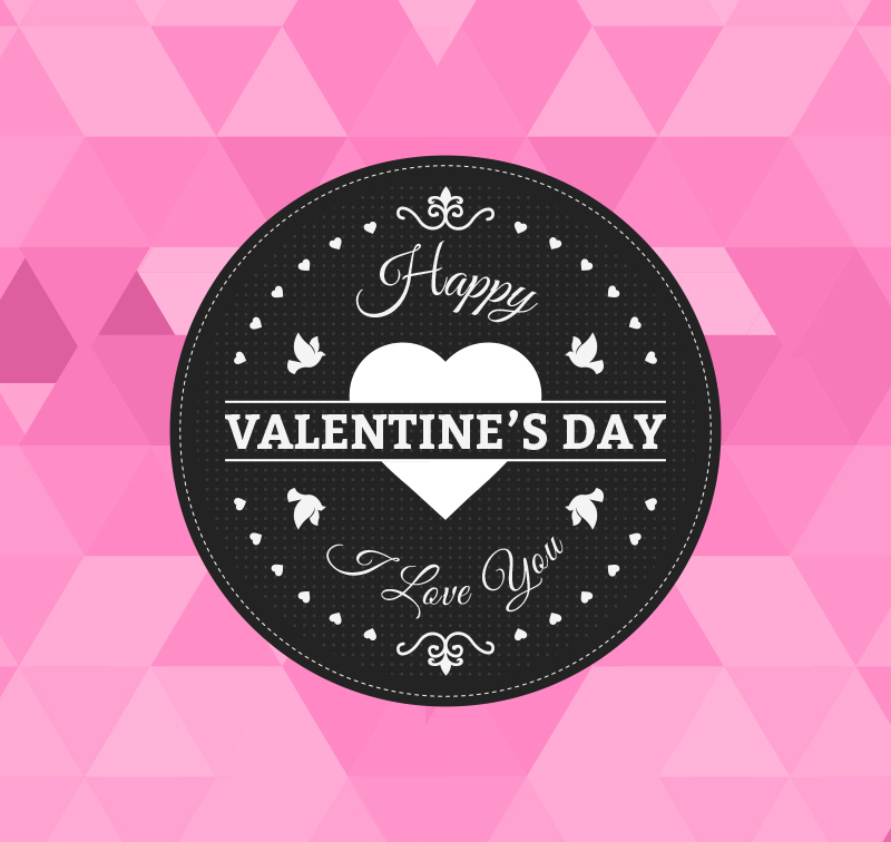 Valentinstag Grußkarten Vektor Material schwarze runde Etikett