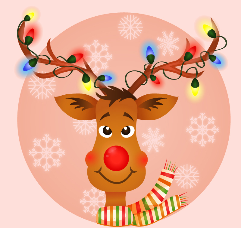 Rudolph mit der roten Nase Cartoon-Vektor-Material
