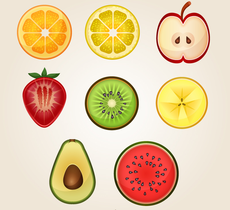 8 Fruchtscheibe Design Vektor-Material