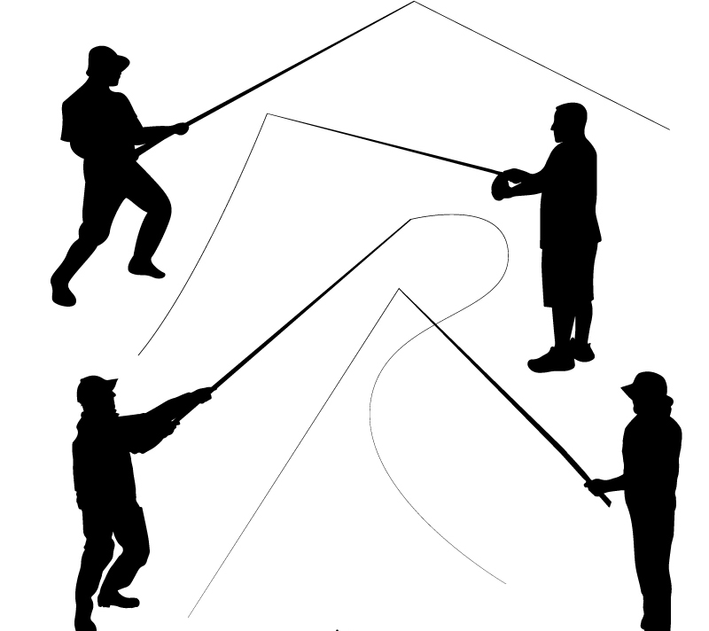 4 Angeln Silhouettenfiguren Vektor Material