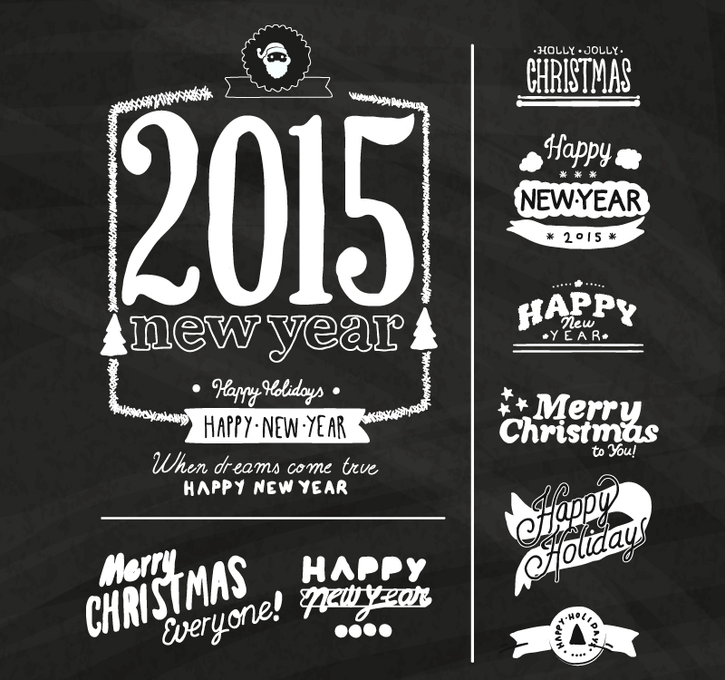 9 Weihnachten und Neujahr WordArt Vektor-Material