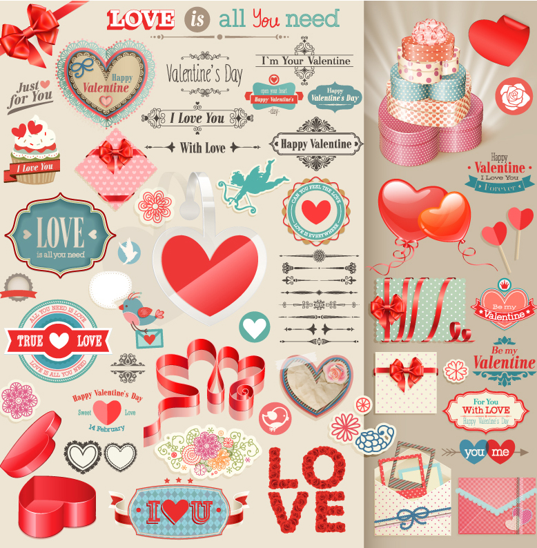 Exquisite Valentine Label Sammlung Vektor-Material