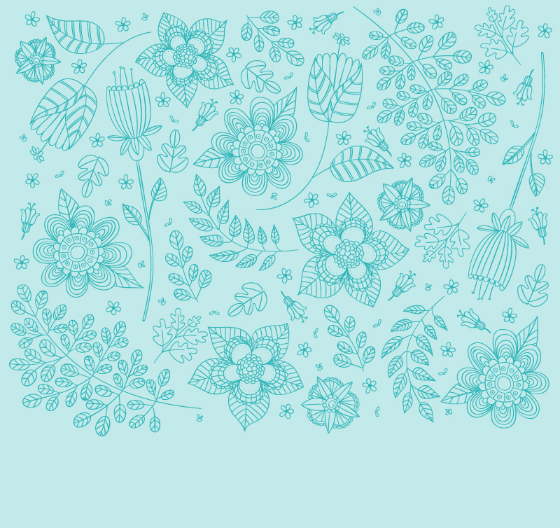 Grne Blumen und Zweige nahtlose Hintergrund Vektor-Material
