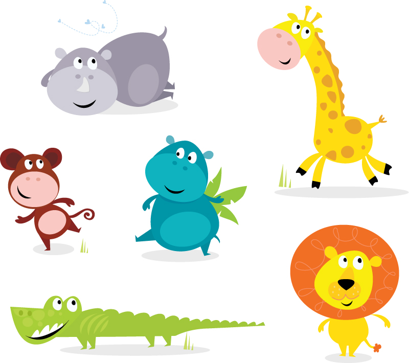6 Cartoon Tier-Design Vektor-Material
