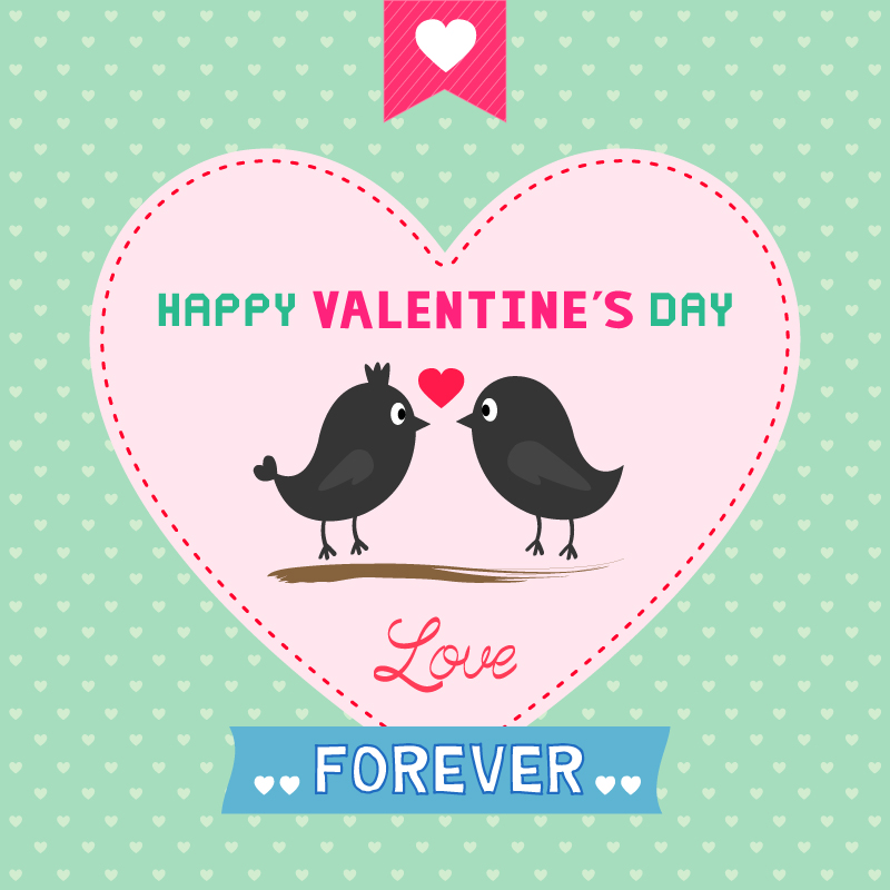 Valentine Cartoon Vogelliebhaber Vektor-Material