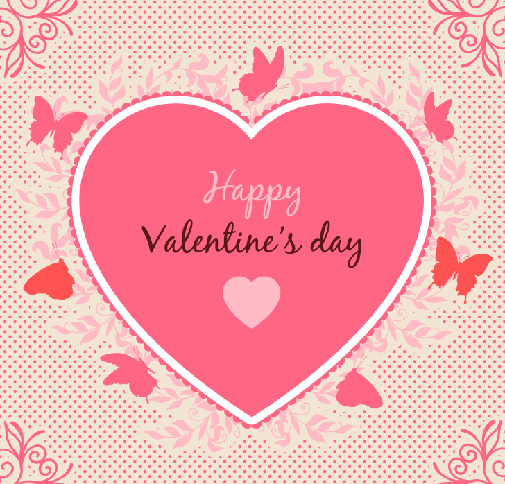 Valentinstag Grußkarten Vektor Material Liebe und Schmetterlinge
