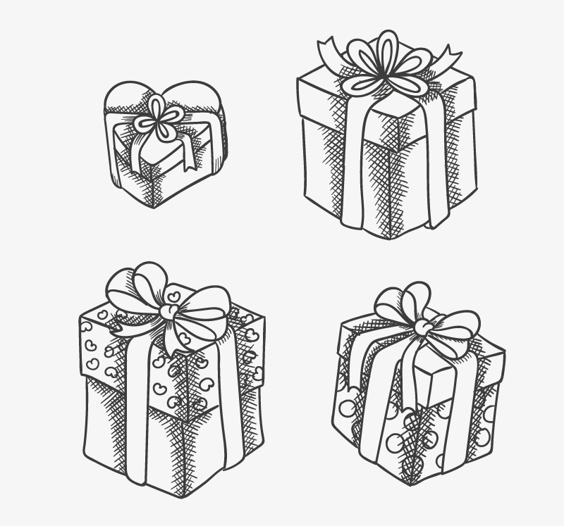 4 handbemalte Geschenk Bogen Vektor Material