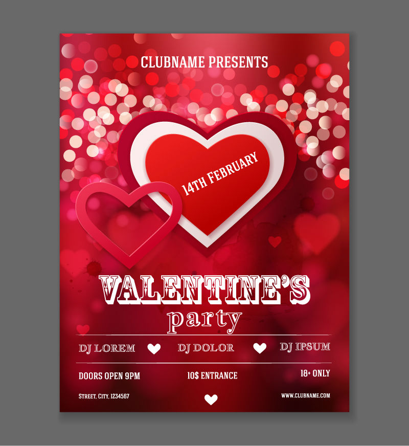 Schöne rote Liebe party poster Vektor-Material