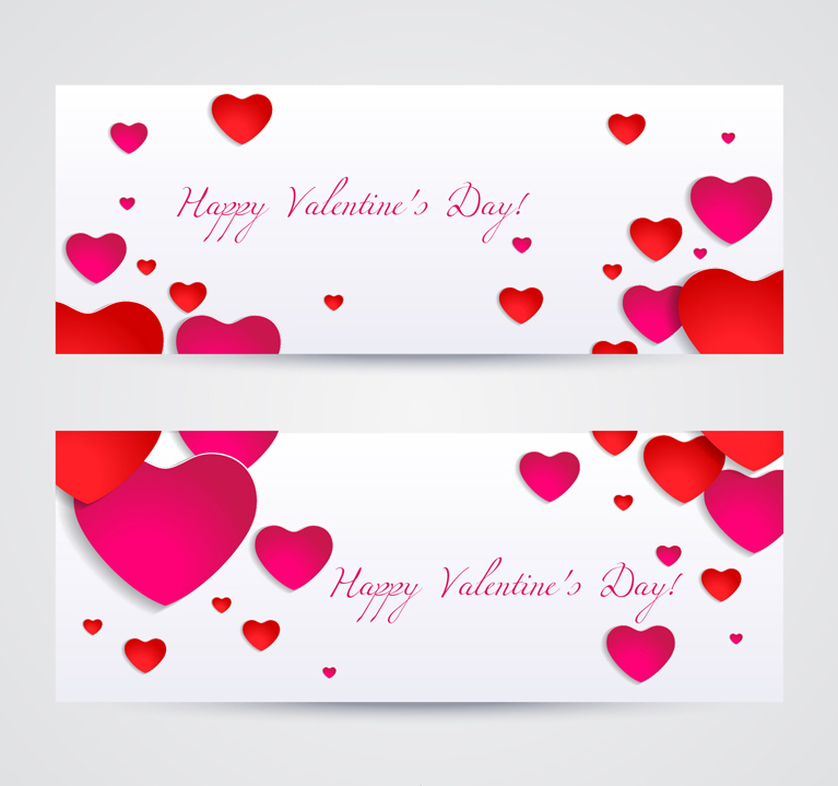 Zwei Valentinstag Liebe Banner-Design Vektor-Material
