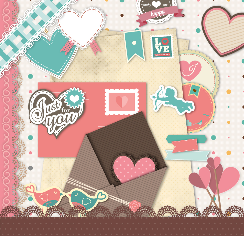 Vintage Valentine Clip-Element Vektor-Material