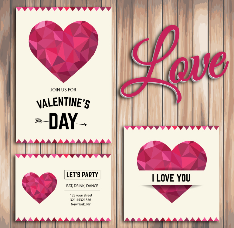 Valentinstag-Party Einladungskarte Liebe geometrische Vektor-Material