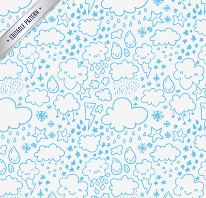 Blaue Wolken Regentropfen nahtlose Hintergrund Vektor-Material