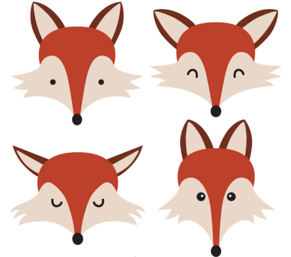 4 Karikaturfuchs Kopf Vektor Material