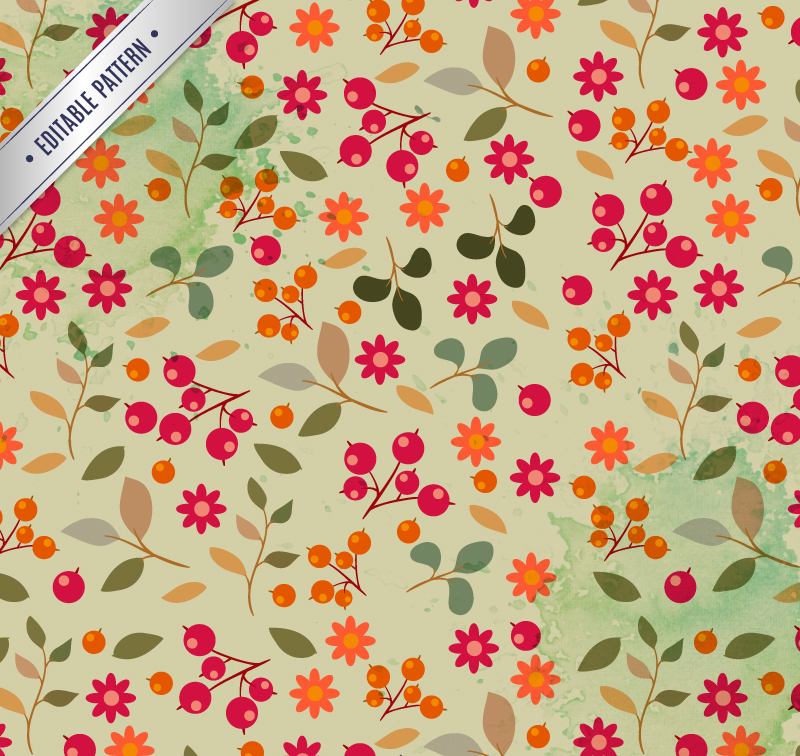 Floral nahtlose Hintergrund mit Beeren Vektor-Material