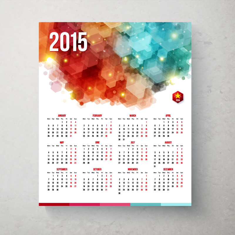 2015 Traum Hexagon-Kalender Vektor-Material