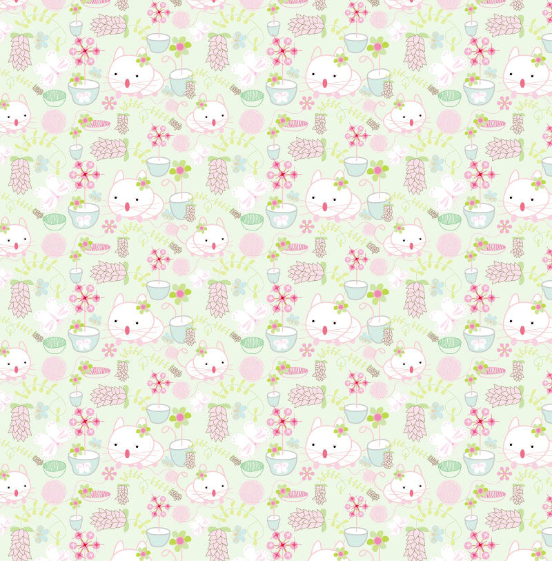 Handbemalte Pastell Katze nahtlose Hintergrund Vektor-Material
